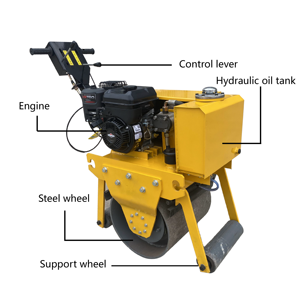 Brand New Walk-behind Vibratory Single Drum <b>Mini</b> <b>Roller</b> with Gasoline Engine and Hydraulic Transmission - Product Image 2