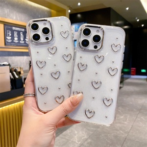 Funda para Teléfono con Corazón Plateado Electrochapado para iPhone 15 Pro Max, Accesorios para Teléfono Elegantes y Protectores para iPhone 16 Pro Max 16e - Product Image 6