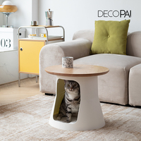Table basse multifonctionnelle en bois massif de style nordique moderne, convertible en cage pour chat, canapé pour animaux de compagnie et table d'appoint, mobilier interactif pour propriétaires de chats et chats