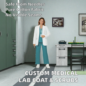 Blouse médicale personnalisée pour femme 100 % coton, uniforme d'infirmière et de médecin OEM, tenue de travail imprimée tendance pour usage hospitalier - Product Image 2