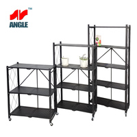 Étagères de rangement pliantes multifonctions pour cuisine, en métal, 3/4/5 niveaux, avec roulettes universelles, 2 niveaux, Estantes pliables, pliables, Remo