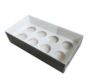 Torta Bento su misura e scatola Cupcake trasparente scatola per Cupcake personalizzata 6 8 12 fori 24 Mini Cupcake scatola torta bianca personalizzata coperchio trasparente - Product Image 2