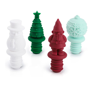 Christmas Reusable Silicone Wine Bottle Topper Leakproof and Food Grade Wine <b>Stopper</b> with Sealing Feature - Product Image 1