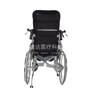 Fauteuil roulant manuel pliable réglable en alliage d'aluminium noir à dossier haut pour personnes âgées et handicapées, usage domestique - Product Image 2