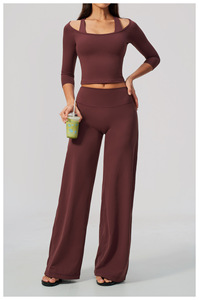 Vêtements de sport pour femmes : Ensemble de yoga 5 pièces comprenant des vestes de yoga ajustées, des <span class=keywords><strong>leggings</strong></span> de sport gainants anti-transparence, un soutien-gorge de yoga anti-transparence et des <span class=keywords><strong>pantalons</strong></span> de sport à jambes larges - Product Image 5