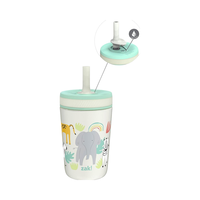 Zak Designs Kelso Tasses à bec en acier inoxydable de 12oz Tasses pour tout-petits isolées sous vide anti-fuite Conception Safari pour enfants Voyage à la maison