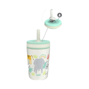 Zak Designs Kelso Tasses à bec en acier inoxydable de 12oz Tasses pour tout-petits isolées sous vide anti-fuite Conception Safari pour enfants Voyage à la maison - Product Image 1