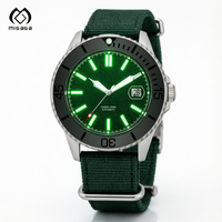 Montre mécanique Migaga NH35 avec mouvement 30ATM, personnalisée en fibre de carbone, luminescence C3, bracelet Natos, cadran vert, montre automatique de plongée