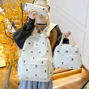 <b>School</b> Bag Autumn and Winter New Style College Student Corduroy High <b>School</b> Student Bow <b>Backpack</b> High-Looking Casual - Product Image 2