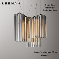 Lustre suspendu carré moderne de luxe en verre, chandelier élégant pour salle à manger, LED décoratif haut de gamme à hauteur réglable, taille moyenne