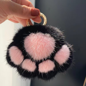Soft Plush Claw Pendant Keychain Faux Fur Plastic Ball Light Keychain For School Bag Valentine's Day Back School Decorations