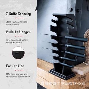 Portacuchillos de madera para Halloween, organizador de cuchillos de cocina de 7 niveles, soporte vertical gótico para cuchillos - Product Image 4