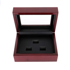 Fashion Jewelry Wood <strong>Ring</strong> Boxes Wholesale Custom Sports <strong>Championship</strong> <strong>Ring</strong> Premium <strong>Display</strong> <strong>Box</strong> Wooden with Logo Red 1-60 Holes - Product Image 4