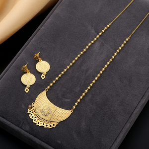 Wholesale 14K 18K 24K Gold Plated Long Fashion Necklaces Set Traditional Floral Design Jewelry Set Forming Long Necklaces Set - Product Image 3