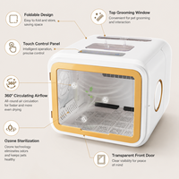 Séchoir pliable pour animaux de compagnie avec contrôle des odeurs à l'ozone, réglage de la température, flux d'air circulant, capacité 70L, séchage rapide pour chats et salles de bain
