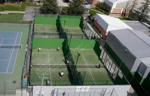 Sân Tennis Nhựa Ngoài Trời Màu Tùy Chỉnh Bề Mặt 10X20M Mô Hình Toàn Cảnh Padel Court