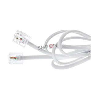 White 25 Ft Standard 6P2C 6P4C RJ11 Plug Male to Male Phone Extension Cord Telephone Cable