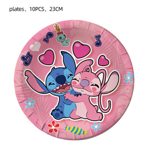 Vaisselle de fête d'anniversaire Interstellar Pink Stitch <span class=keywords><strong>Angie</strong></span> Cartoon, 131 pièces, assiettes en papier, gobelets, serviettes, nappe, boîtes à popcorn - Product Image 2