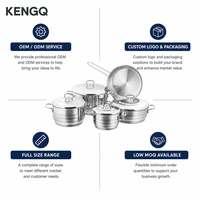 Ensemble d'ustensiles de cuisine en acier inoxydable personnalisé, 5 pièces, antiadhésif, comprenant poêle à frire, casserole, wok, faitout, qualité alimentaire, pour usage domestique, vente en gros