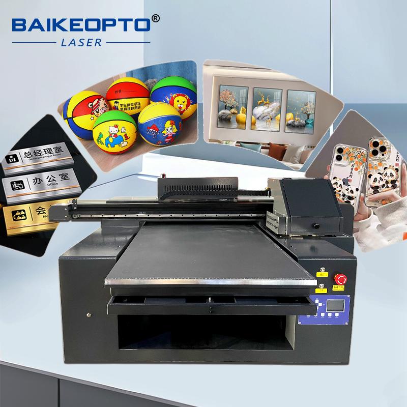 Automated 50*60cm Small Size UV Flatbed Inkjet Printer for Plastic Stone Aluminum Wood Glass Rigid Bottle Printing