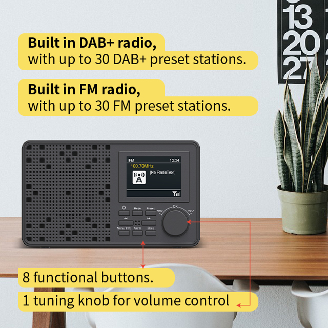 Portable Digital Radio with Color Display DAB Function Long Battery Life AC Power AM Band Plastic Design for Indoor Outdoor Use