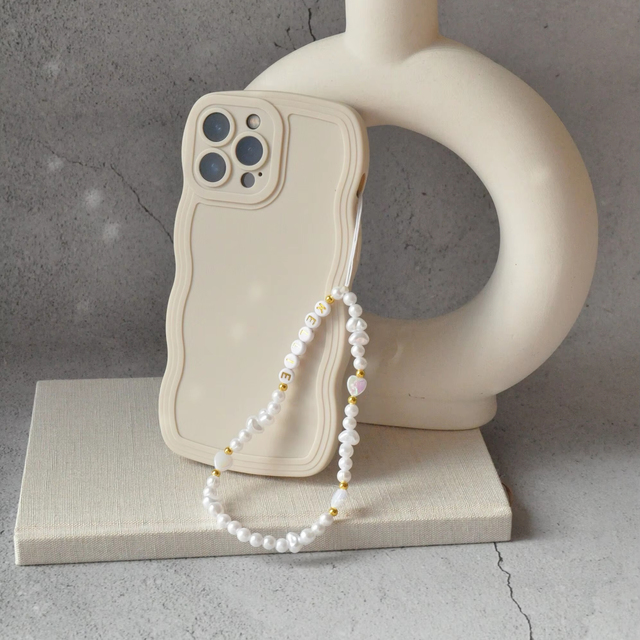 Custom Letter Phone Strap Personalized Pearl Phone Charm White Beaded Phone Chain Bridesmaid Gift for Her