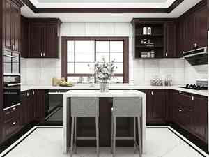 Dosseret de cuisine moderne en mélamine imperméable en forme de U, placage de bois durable en contreplaqué pour villa et appartement - Product Image 2