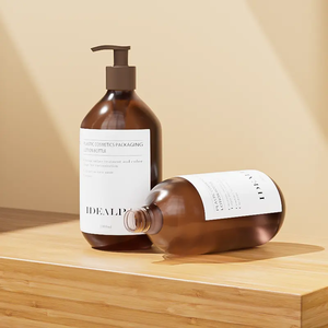 Bouteille de shampooing et de lotion pour le corps en PET ronde de 1000 ml, design unique <span class=keywords><strong>bleu</strong></span> et blanc, avec pulvérisateur à pompe et revêtement UV imprimé à l'écran - Product Image 6