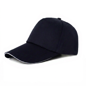 Casquette de baseball unisexe bleu marine à 6 panneaux en sergé de coton, ajustée, décontractée, couleur unie, taille adulte 56-58CM - Product Image 1