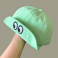 Gorra de Béisbol Vintage de 6 Paneles de Poliéster/Algodón con Bordado de Perro de Ojos Grandes, Ligera, Plegable, de Ala Corta, Protección Solar