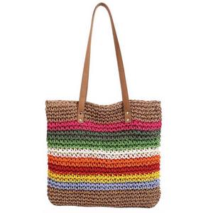 Bolsos de Moda para Mujer, Bolsos de <span class=keywords><strong>Marca</strong></span>, Bolso de Ganchillo, Bolso de Paja Tejida, Diseño Moderno, Ligero, Portátil, para el Uso Diario, Compras - Product Image 6
