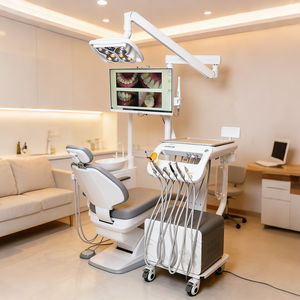 Chariot dentaire numérique <span class=keywords><strong>portable</strong></span> tout-en-un avec compresseur silencieux sans huile à LED papillon sans ombre et caméra intra-orale - Product Image 1