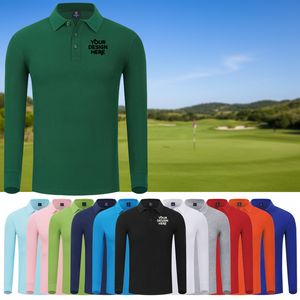 DOVEARK Custom Logo S-6XL 210G 80%Cotton 20%Copper-ammonia Fiber Printed Blank Anti-Wrinkle Long Sleeve Men Golf Polo Shirt