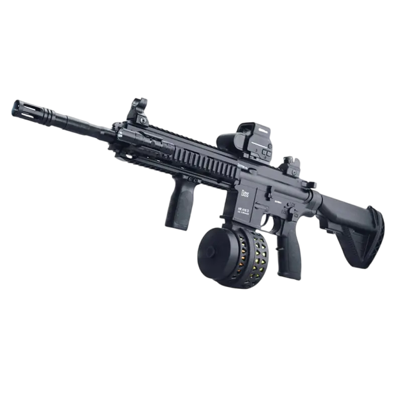 2024 ABS Kunststoff HK416D mit Trommel Gel-Waffe Spielzeugpistole weiche Kugeln 7-8mm Munition Splatter Gel-Waffe elektrisch M416 Spielzeugpistole