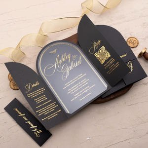 Carte de vœux personnalisée écologique imprimée numériquement, cartes d'invitation de mariage avec enveloppes sur papier couché fait main - Product Image 1