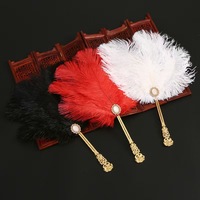 Nuevo hermoso abanico de pelo de avestruz estilo antiguo ropa Han abanico decorativo de plumas de hadas Cheongsam abanico de baile de pasarela
