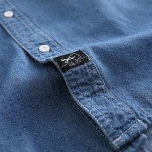Camicie in denim da <span class=keywords><strong>uomo</strong></span> 2026 Primavera Estate a maniche corte con colletto quadrato monopetto con perline lavabili in lavatrice casual tinta unita - Product Image 6