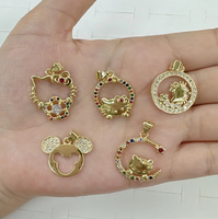 Conjunto de Pulsera de Oro al por Mayor con Colgante de Corazón de Hello Kitty y Aretes de Cristal