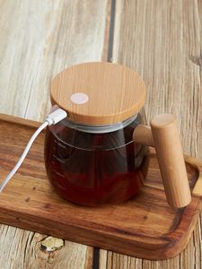 Từ thủy tinh cà phê Tumbler với gỗ xử lý Pin hoạt động sữa lắc <span class=keywords><strong>Cup</strong></span> và khuấy tính năng phong cách drinkware - Product Image 5