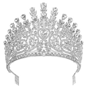 Màu Đỏ Màu Xanh Lá Cây Rhinestone Pha Lê Vương Miện Đám Cưới Pageant Vương Miện Kim Loại Bridal Mũ sắt Engagement Set Tóc Phụ Kiện Trang Sức Đồ Trang Sức - Product Image 3