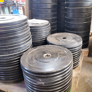 Venta al por mayor de discos de pesas de caucho negro para ejercicio, equipo de entrenamiento de gimnasio, levantamiento de pesas, OEM, ODM, logotipo personalizado disponible - Product Image 3