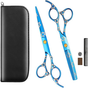 Ensemble de ciseaux à cheveux YH 6,7 pouces en acier inoxydable chromé vanadium électroplaqué bleu, outils de beauté durables pour le coiffage - Product Image 3