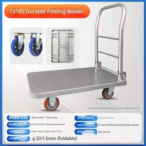 Industriële transportkar met vier wielen, verchroomd staal, hoge belastbaarheid (1000-1200 kg), geschikt voor winkels, industrie en magazijnen. - Product Image 3