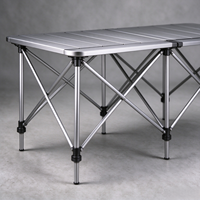 Table pliante tout-terrain double, entièrement en aluminium, pieds réglables en hauteur, mobilier d'extérieur portable pour le camping et la cuisine