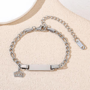 <span class=keywords><strong>Bracelet</strong></span> vierge en acier inoxydable, chaîne cubaine, motif couronne, pour identification d'enfants, anti-laser, gravure <span class=keywords><strong>de</strong></span> <span class=keywords><strong>numéro</strong></span> <span class=keywords><strong>de</strong></span> <span class=keywords><strong>téléphone</strong></span>, motif amour et eau - Product Image 6