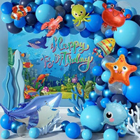 Set Balon Foil Aluminium Bertema Hewan Kartun Laut untuk Dekorasi Gapura & Latar Belakang Pesta Ulang Tahun Anak