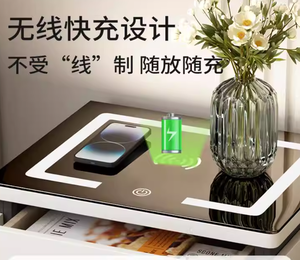 Comodino in Legno di Quercia Intelligente con Ricarica Wireless e <span class=keywords><strong>Lampada</strong></span> LED a Tre Colori, Design Contemporaneo per Appartamenti e Hotel - Product Image 4