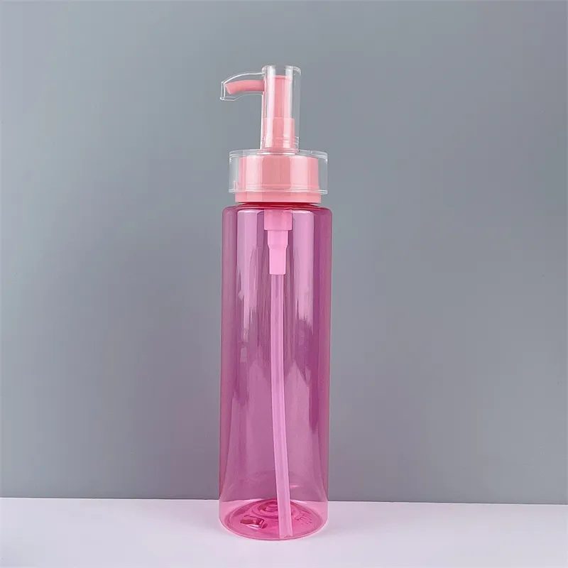 Botella de plástico rosa con bomba de loción, 200 ml, 250 ml, pp, 2 cc, 4 cc, rosa, Orbin, muestra gratis