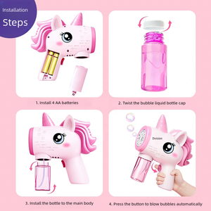 Nuevo diseño, juguete de <span class=keywords><strong>burbujas</strong></span> de unicornio, juguetes de <span class=keywords><strong>burbujas</strong></span> para niños al aire libre de verano, juguete de pistola de <span class=keywords><strong>burbujas</strong></span> eléctrica con luz - Product Image 5