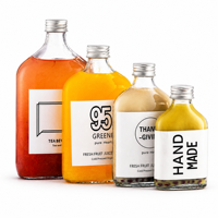 Vente en gros de bouteilles en verre carrées plates transparentes pour boissons froides, jus, café, vin, avec couvercle en aluminium, 100 ml, 200 ml, 350 ml, 500 ml